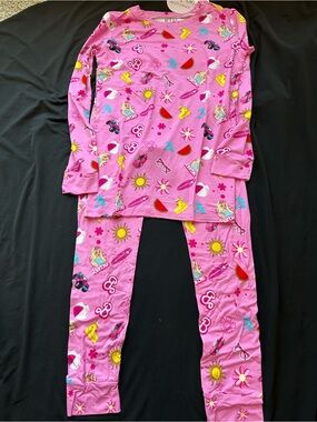 Barbie Pink Long-Sleeve Kids Bamboo Pajama Set with Summer Print